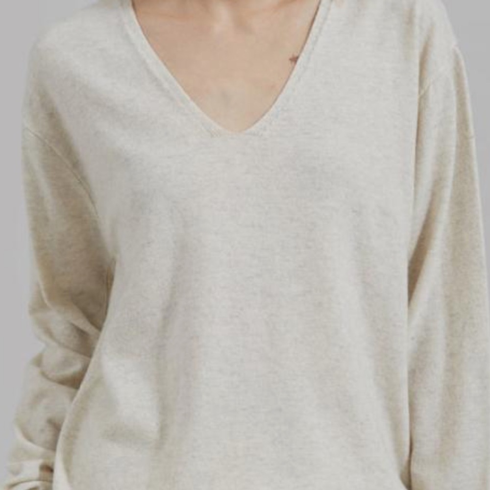 Women Ames V Neck Sweater - Oat Melange | The Frankie Shop